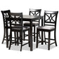Chandler Modern and Contemporary Grey Fabric Upholstered and Espresso Brown Finished Wood 5-Piece Counter Height Pub Dining Set FredCo
