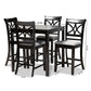Chandler Modern and Contemporary Grey Fabric Upholstered and Espresso Brown Finished Wood 5-Piece Counter Height Pub Dining Set FredCo