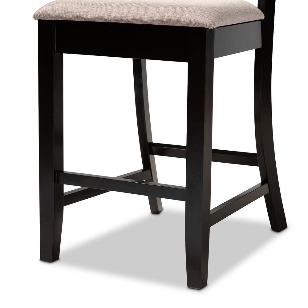 Chandler Modern and Contemporary Sand Fabric Upholstered and Espresso Brown Finished Wood 5-Piece Counter Height Pub Dining Set FredCo