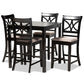Chandler Modern and Contemporary Sand Fabric Upholstered and Espresso Brown Finished Wood 5-Piece Counter Height Pub Dining Set FredCo