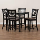 Chandler Modern and Contemporary Sand Fabric Upholstered and Espresso Brown Finished Wood 5-Piece Counter Height Pub Dining Set FredCo