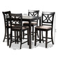 Chandler Modern and Contemporary Sand Fabric Upholstered and Espresso Brown Finished Wood 5-Piece Counter Height Pub Dining Set FredCo
