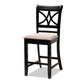 Chandler Modern and Contemporary Sand Fabric Upholstered and Espresso Brown Finished Wood 5-Piece Counter Height Pub Dining Set FredCo