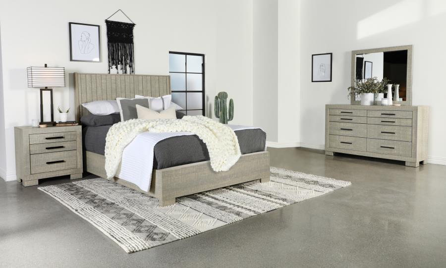 Channing Rectangular Bedroom Set Rough Sawn Grey Oak Coaster Eastern King, 4 Piece FredCo