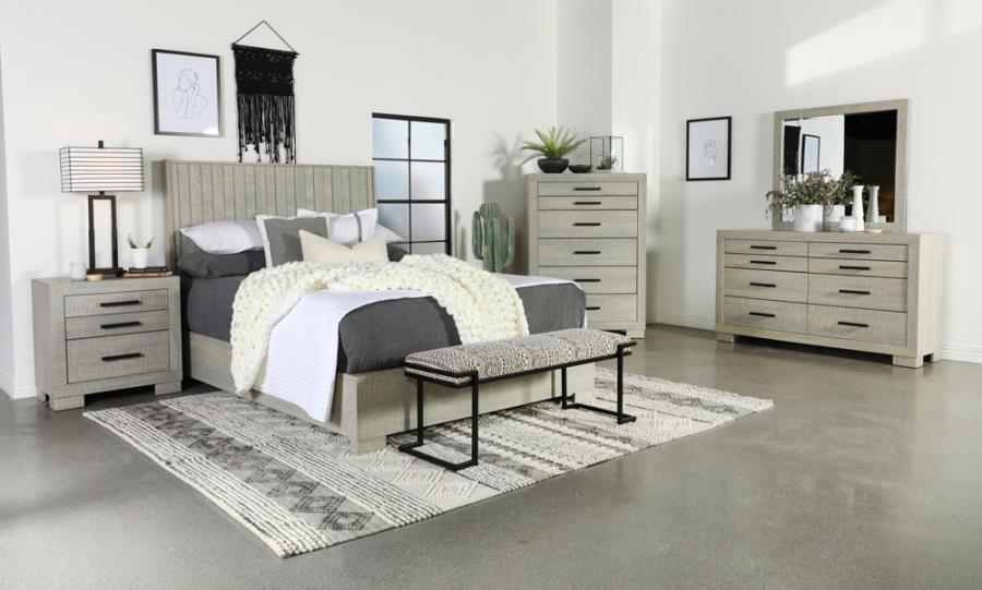 Channing Rectangular Bedroom Set Rough Sawn Grey Oak Coaster Eastern King, 4 Piece FredCo