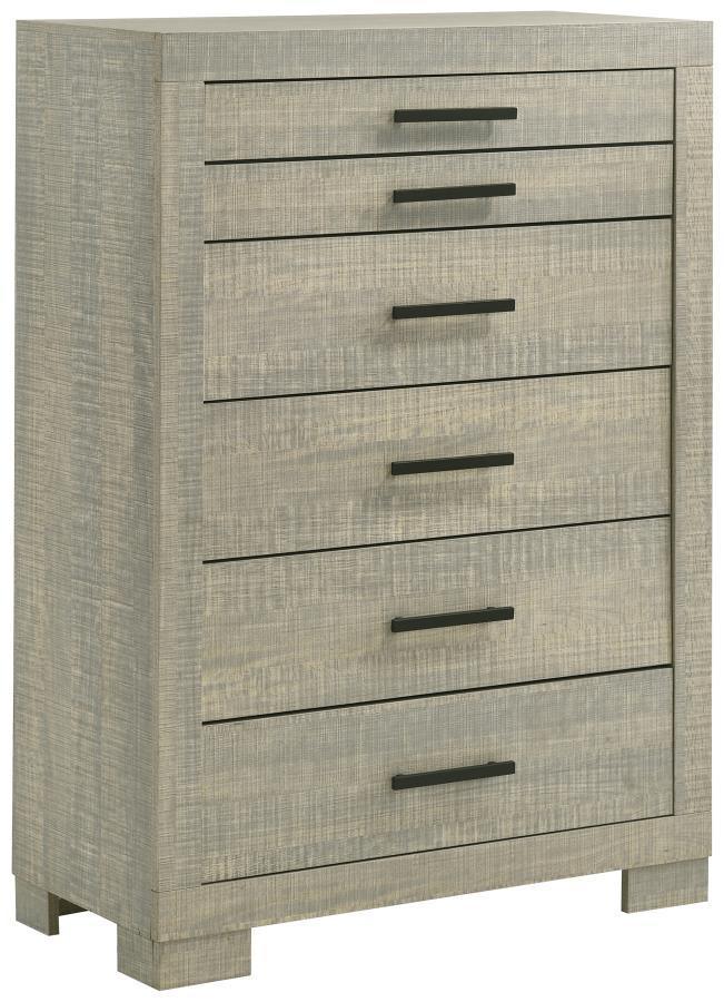 Channing Rectangular Bedroom Set Rough Sawn Grey Oak Coaster Queen, 5 Piece FredCo