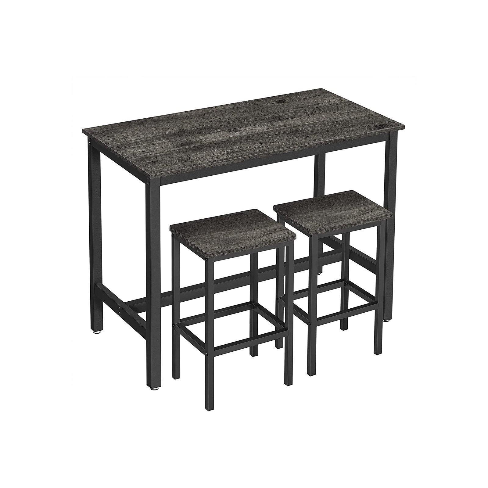 Charcoal Gray Bar Table with 2 Bar Stools FredCo