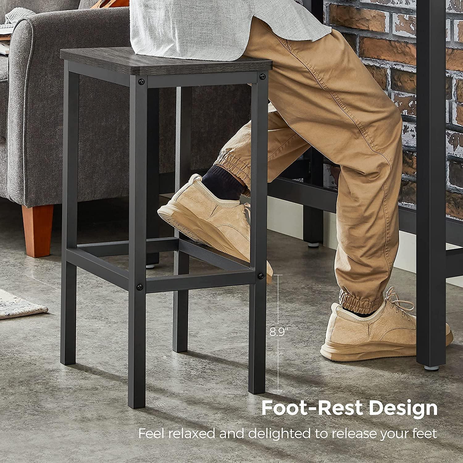 Charcoal Gray Bar Table with 2 Bar Stools FredCo