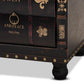 Charlier Rustic Antique Inspired Dark Brown Faux Leather Upholstered Wood Storage Ottoman with Book Spine Drawer FredCo
