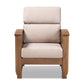 Charlotte Modern Classic Mission Style Taupe Fabric Upholstered Walnut Brown Finished Wood 1-Seater Lounge Chair FredCo
