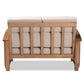 Charlotte Modern Classic Mission Style Taupe Fabric Upholstered Walnut Brown Finished Wood 2-Seater Loveseat FredCo