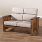 Charlotte Modern Classic Mission Style Taupe Fabric Upholstered Walnut Brown Finished Wood 2-Seater Loveseat FredCo