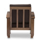 Charlotte Modern Classic Mission Style Walnut Brown Wood and Dark Brown Faux Leather 1-Seater Lounge Chair FredCo