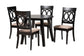 Charlottle Modern Beige Fabric and Dark Brown Finished Wood 5-Piece Dining Set FredCo