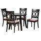 Charlottle Modern Beige Fabric and Dark Brown Finished Wood 5-Piece Dining Set FredCo