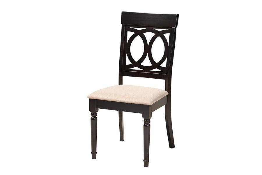 Charlottle Modern Beige Fabric and Dark Brown Finished Wood 5-Piece Dining Set FredCo