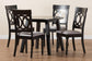 Charlottle Modern Grey Fabric and Dark Brown Finished Wood 5-Piece Dining Set FredCo