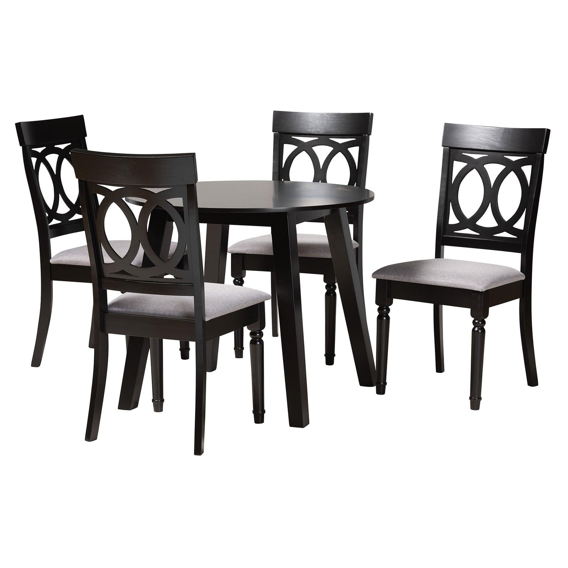 Charlottle Modern Grey Fabric and Dark Brown Finished Wood 5-Piece Dining Set FredCo