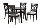 Charlottle Modern Grey Fabric and Dark Brown Finished Wood 5-Piece Dining Set FredCo