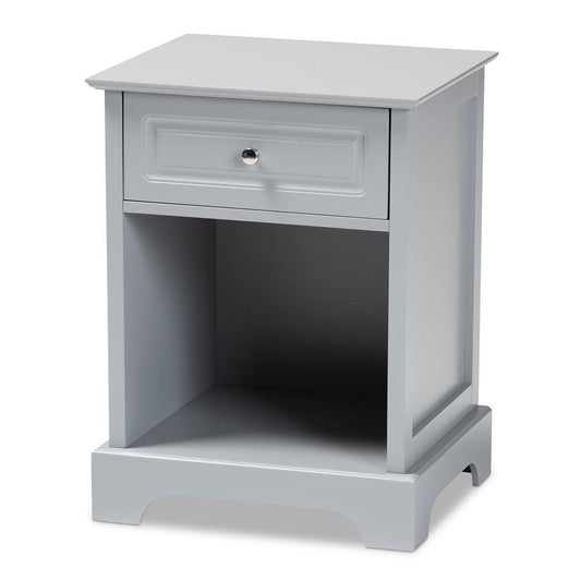 Chase Modern Transitional Light Grey Finished 1-Drawer Wood Nightstand FredCo