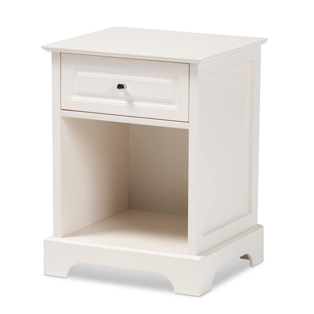 Chase Modern Transitional White Finished 1-Drawer Wood Nightstand FredCo