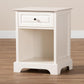 Chase Modern Transitional White Finished 1-Drawer Wood Nightstand FredCo