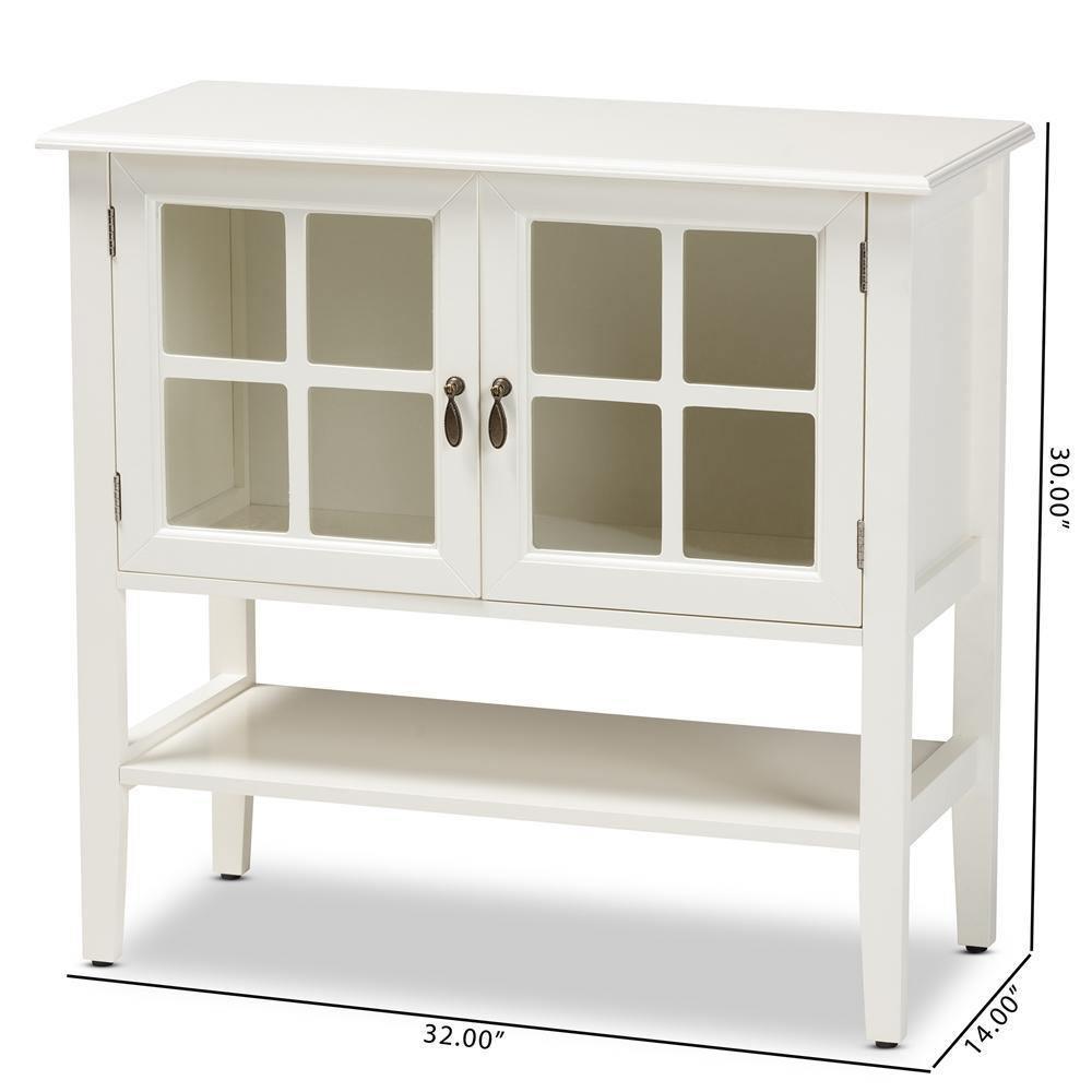 Chauncey Classic and Traditional White Finished Wood and Glass 2-Door Kitchen Storage Cabinet FredCo