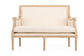 Chavanon Wood & Light Beige Linen Traditional French Loveseat FredCo