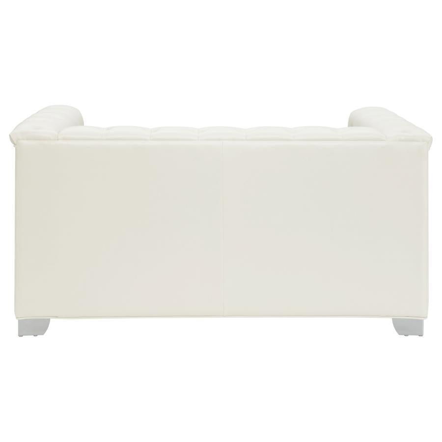 Chaviano Upholstered Tufted Living Room Set Pearl White 505391-S3 Coaster FredCo