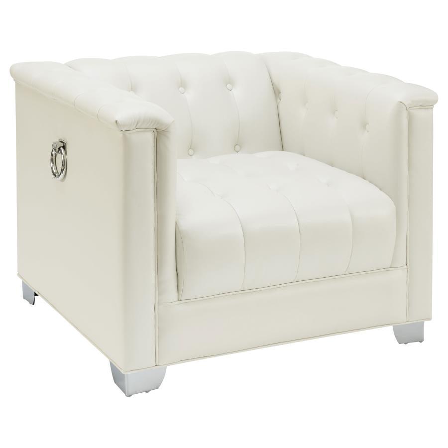 Chaviano Upholstered Tufted Living Room Set Pearl White 505391-S3 Coaster FredCo