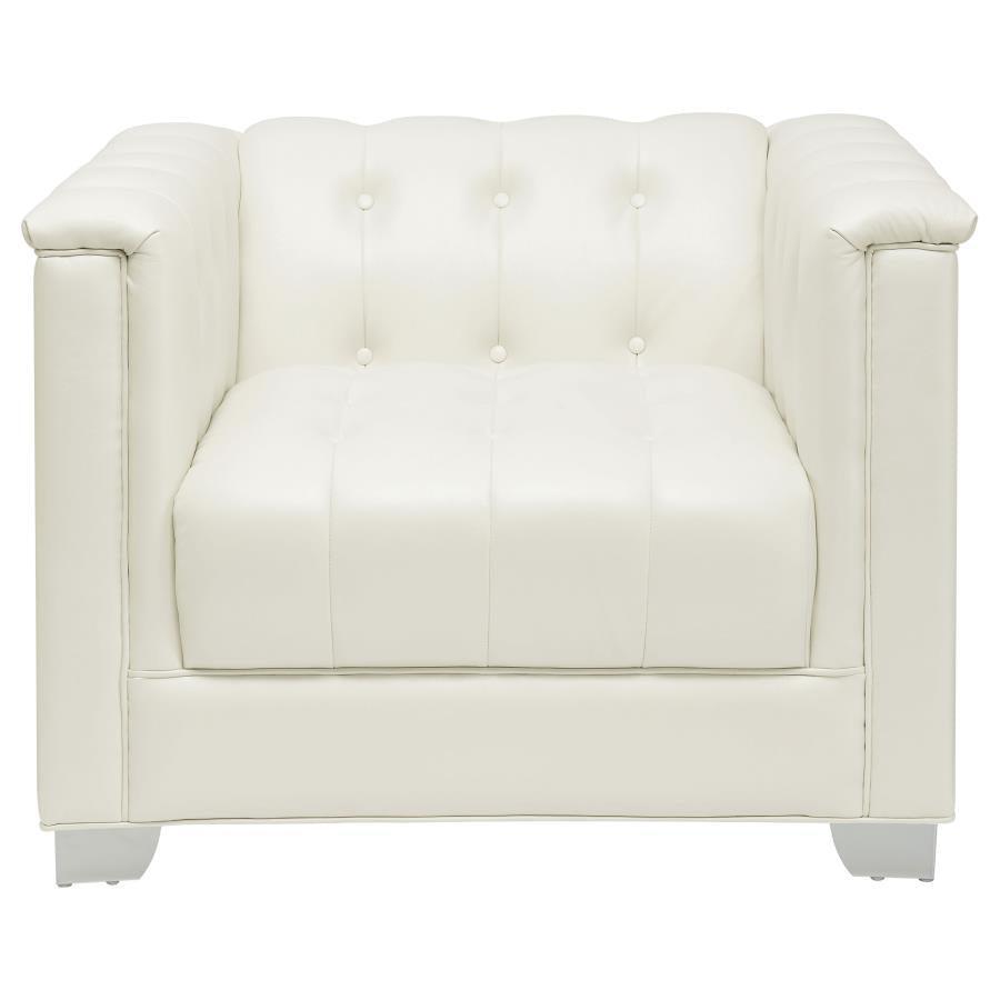 Chaviano Upholstered Tufted Living Room Set Pearl White 505391-S3 Coaster FredCo