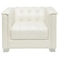 Chaviano Upholstered Tufted Living Room Set Pearl White 505391-S3 Coaster FredCo