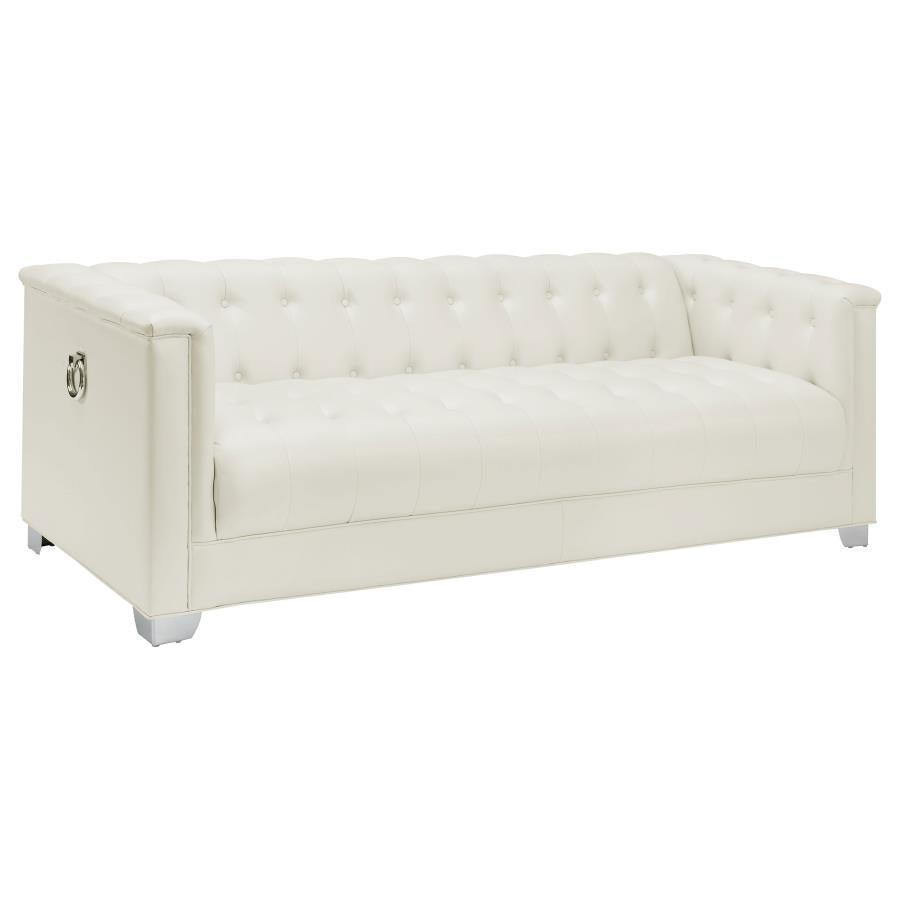 Chaviano Upholstered Tufted Living Room Set Pearl White 505391-S3 Coaster FredCo