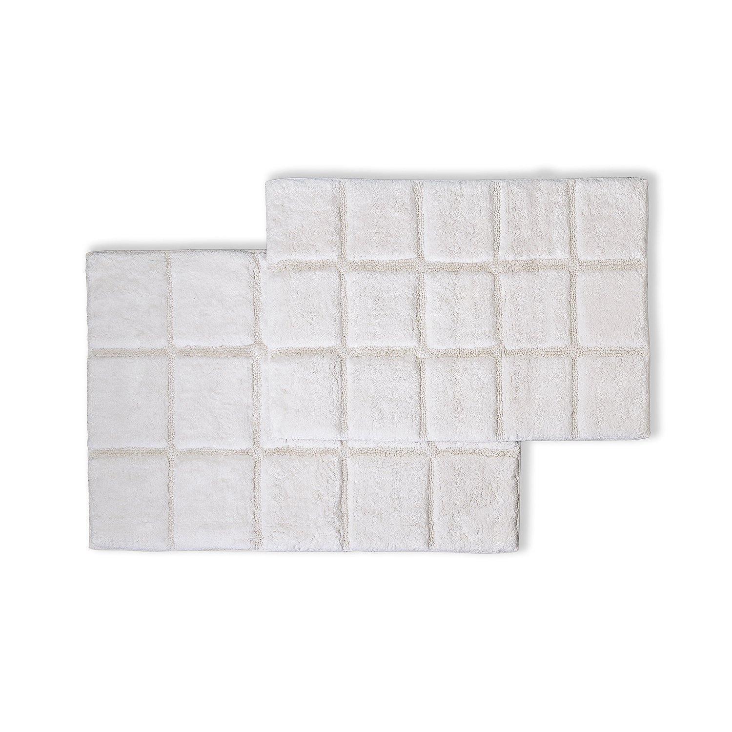 Checkered 100% Combed Cotton Non-Skid 2-Piece Bath Rug Set FredCo
