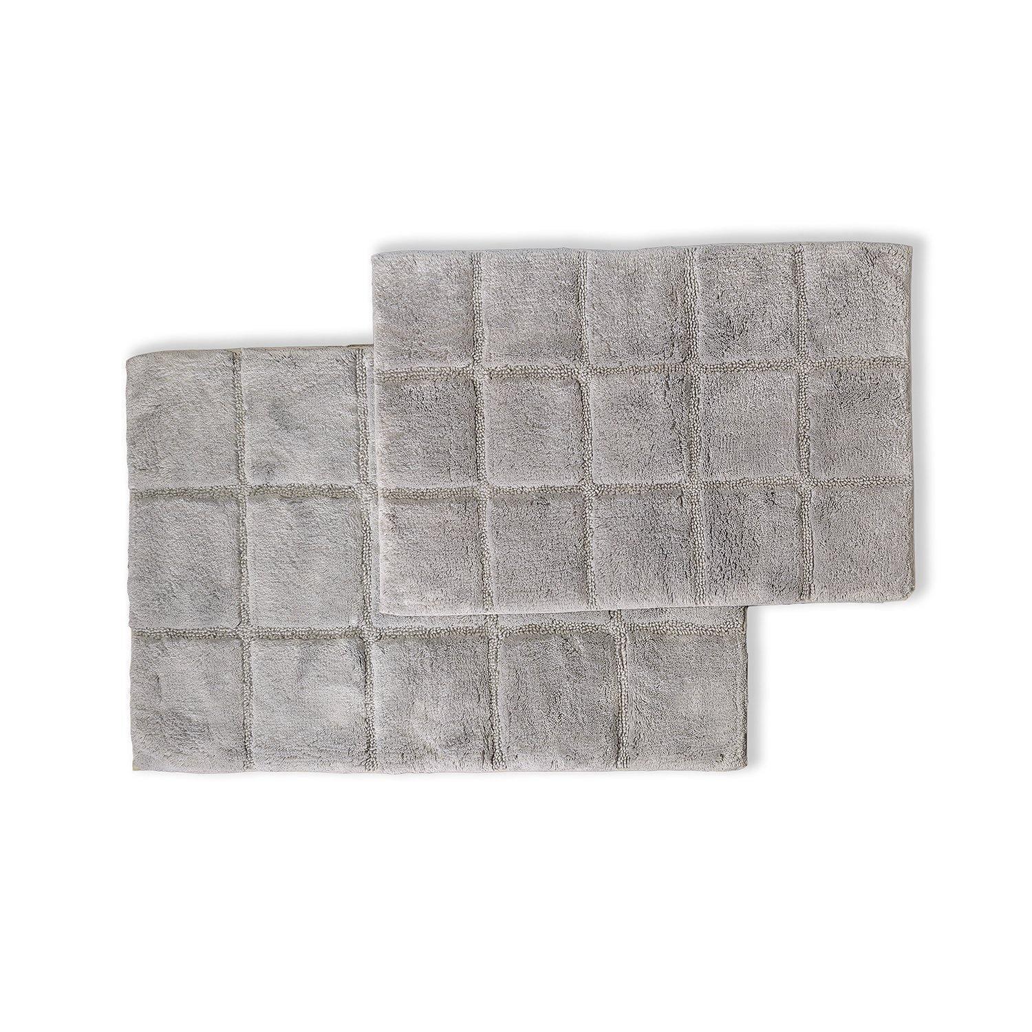 Checkered 100% Combed Cotton Non-Skid 2-Piece Bath Rug Set FredCo