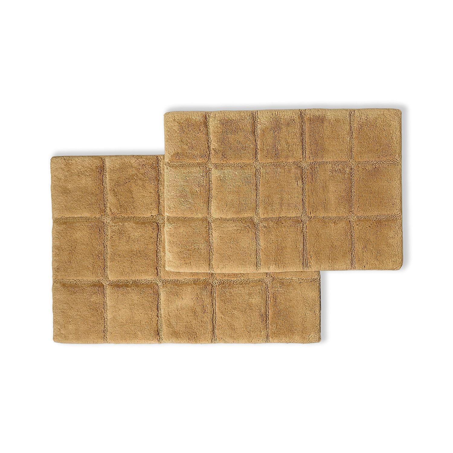 Checkered 100% Combed Cotton Non-Skid 2-Piece Bath Rug Set FredCo