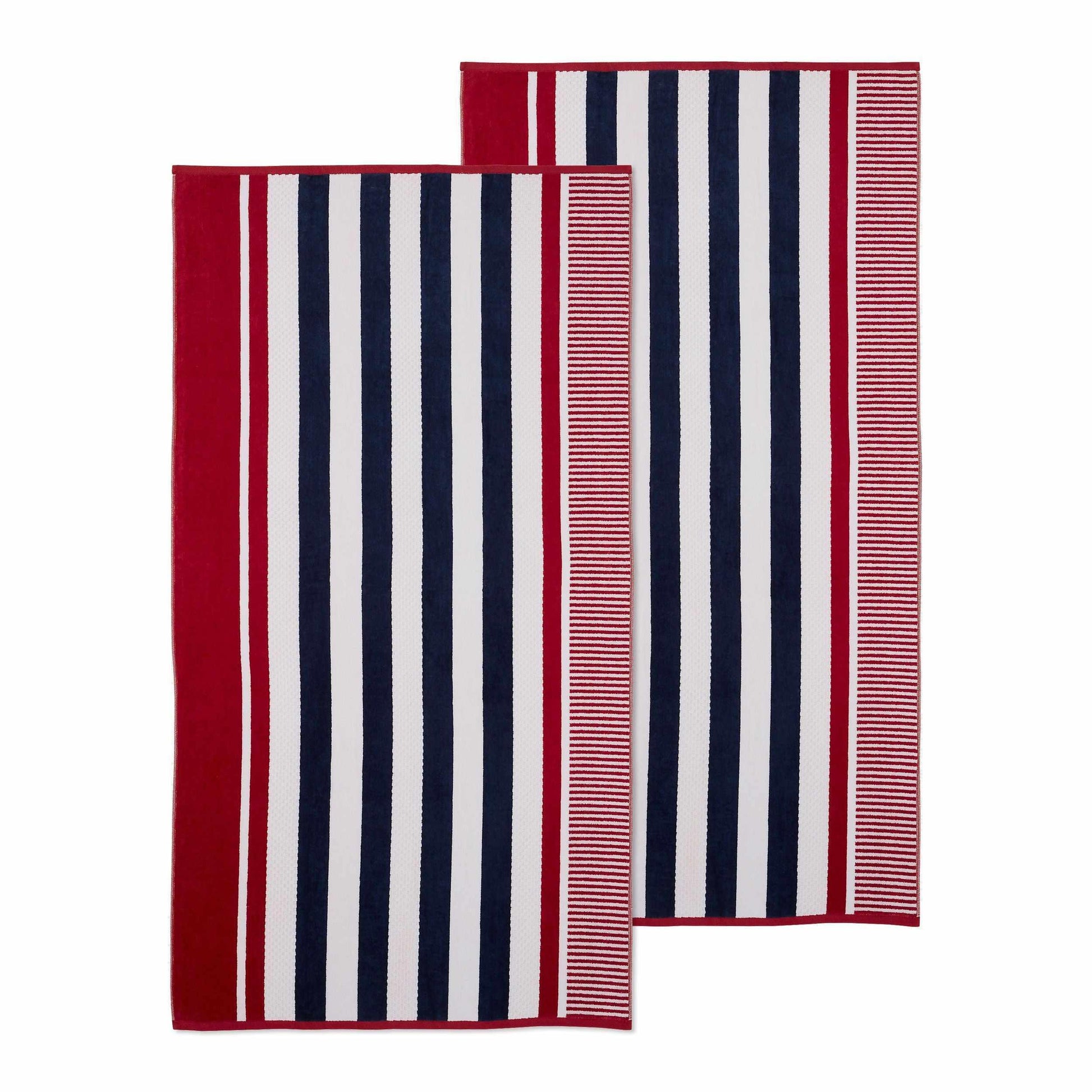 Checkered Stripes 100% Cotton Oversized Beach Towel FredCo