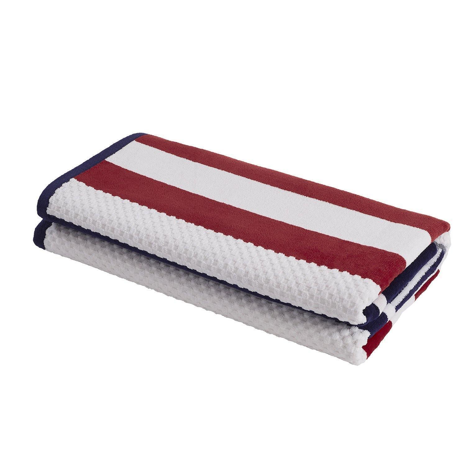 Checkered Stripes 100% Cotton Oversized Beach Towel FredCo