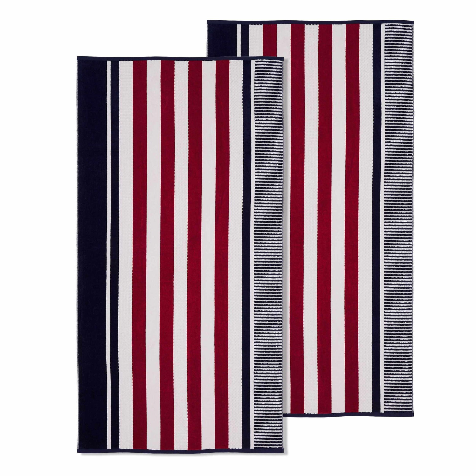 Checkered Stripes 100% Cotton Oversized Beach Towel FredCo