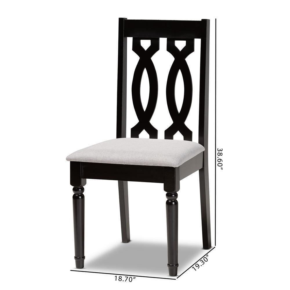 Cherese Modern and Contemporary Grey Fabric Upholstered and Dark Brown Finished Wood 2-Piece Dining Chair Set FredCo