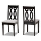 Cherese Modern and Contemporary Grey Fabric Upholstered and Dark Brown Finished Wood 2-Piece Dining Chair Set FredCo
