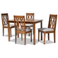Cherese Modern and Contemporary Grey Fabric Upholstered and Walnut Brown Finished 5-Piece Wood Dining Set FredCo