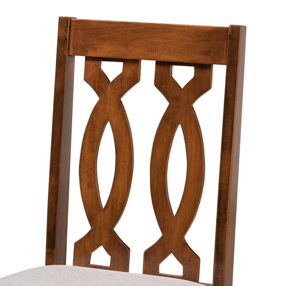 Cherese Modern and Contemporary Grey Fabric Upholstered and Walnut Brown Finished 5-Piece Wood Dining Set FredCo