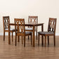Cherese Modern and Contemporary Grey Fabric Upholstered and Walnut Brown Finished 5-Piece Wood Dining Set FredCo