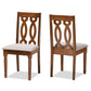 Cherese Modern and Contemporary Grey Fabric Upholstered and Walnut Brown Finished Wood 2-Piece Dining Chair Set FredCo