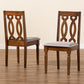 Cherese Modern and Contemporary Grey Fabric Upholstered and Walnut Brown Finished Wood 2-Piece Dining Chair Set FredCo