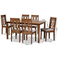 Cherese Modern and Contemporary Grey Fabric Upholstered and Walnut Brown Finished Wood 7-Piece Dining Set FredCo
