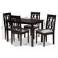 Cherese Modern and Contemporary Grey Fabric Upholstered Espresso Brown Finished 5-Piece Wood Dining Set FredCo