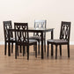Cherese Modern and Contemporary Grey Fabric Upholstered Espresso Brown Finished 5-Piece Wood Dining Set FredCo