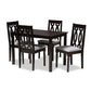 Cherese Modern and Contemporary Grey Fabric Upholstered Espresso Brown Finished 5-Piece Wood Dining Set FredCo